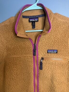 Patagonia Mustard Fleece Jacket with Magenta Trim size Medium